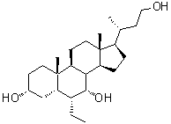 structure of CAS# 1612191-86-2, (3alpha,5beta,6alpha,7alpha)-6-Ethyl-24-norcholane-3,7,23-triol