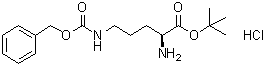 结构式 CAS# 161234-80-6, N5-[苄氧羰基]-L-鸟氨酸叔丁酯单盐酸盐