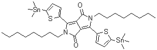 2,5-二氢-2,5-二辛基-3,6-二[5-(三甲基锡烷基)-2-噻吩基]-吡咯并[3,4-c]吡咯-1,4-二酮分子结构 (CAS 1613705-06-8)