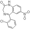 structure of CAS# 1622-61-3, Clonazepam;5-(2-Chlorophenyl)-7-nitro-3H-1,4-benzodiazepin-2(1H)-one