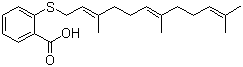 structure of CAS# 162520-00-5, Salirasib;2-[[(2E,6E)-3,7,11-Trimethyl-2,6,10-dodecatrien-1-yl]thio]benzoic acid; Farnesylthiosalicylate; Farnesylthiosalicylic acid; S-Farnesylthiosalicylic acid