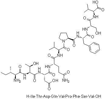 L-Isoleucyl-L-threonyl-L-alpha-aspartyl-L-glutaminyl-L-valyl-L-prolyl-L-phenylalanyl-L-seryl-L-valine molecular structure (CAS 162558-10-3)