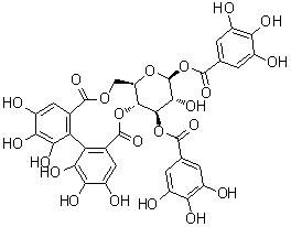 1,3-二-O-没食子酰-4,6-六羟基联苯二酰基-beta-<sup>4</sup>C<sub>1</sub>-吡喃葡萄糖分子结构 (CAS 1630724-71-8)