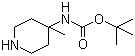 structure of CAS# 163271-08-7, tert-Butyl (4-methylpiperidin-4-yl)carbamate;(4-Methylpiperidin-4-yl)carbamic acid 1,1-dimethylethyl ester