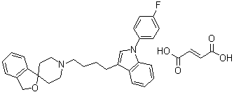 1'-[4-[1-(4-Fluorophenyl)-1H-indol-3-yl]butyl]-spiro[isobenzofuran-1(3H),4'-piperidine] (E)-2-butenedioate (1:1) molecular structure (CAS 163630-79-3)