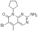 2-Amino-6-bromo-8-cyclopentyl-5-methylpyrido[2,3-d]pyrimidin-7(8H)-one molecular structure (CAS 1637781-10-2)
