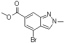 structure of CAS# 1638772-21-0, 4-Bromo-2-methyl-2H-indazole-6-carboxylic acid methyl ester