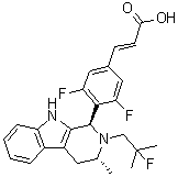 (E)-3-[3,5-二氟-4-[(1R,3R)-2-(2-氟-2-甲基丙基)-3-甲基-2,3,4,9-四氢-1H-吡啶并[3,4-b]吲哚-1-基]苯基]丙烯酸分子结构 (CAS 1639042-08-2)