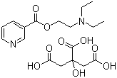 结构式 CAS# 1641-74-3, 枸橼酸烟胺乙酯; [2-(3-吡啶甲酰氧)乙基]-二乙基胺柠檬酸盐