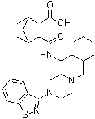3-[[[[2-[[4-(1,2-Benzisothiazol-3-yl)-1-piperazinyl]methyl]cyclohexyl]methyl]amino]carbonyl]-bicyclo[2.2.1]heptane-2-carboxylic acid molecular structure (CAS 1644295-07-7)