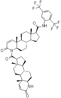 (4aR,4bS,6aS,7S,9aS,9bS,11aR)-N-[2,5-Bis(trifluoromethyl)phenyl]-2,4a,4b,5,6,6a,7,8,9,9a,9b,10,11,11a-tetradecahydro-4a,6a-dimethyl-2-oxo-1-[[(4aR,4bS,6aS,7S,9aS,9bS,11aR)-2,4a,4b,5,6,6a,7,8,9,9a,9b,10,11,11a-tetradecahydro-4a,6a-dimethyl-2-oxo-1H-indeno[5,4-f]quinolin-7-yl]carbonyl]-1H-indeno[5,4-f]quinoline-7-carboxamide molecular structure (CAS 1648593-70-7)