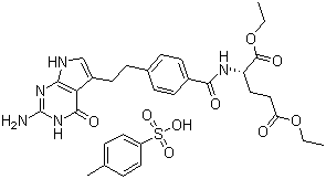 N-[4-[2-(2-Amino-4,7-dihydro-4-oxo-3H-pyrrolo[2,3-d]pyrimidin-5-yl)ethyl]benzoyl]-L-glutamic acid 1,5-diethyl ester 4-methylbenzenesulfonate molecular structure (CAS 165049-28-5)