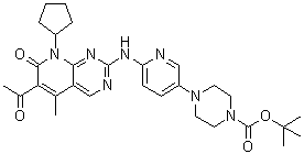 4-[6-[(6-Acetyl-8-cyclopentyl-7,8-dihydro-5-methyl-7-oxopyrido[2,3-d]pyrimidin-2-yl)amino]-3-pyridinyl]-1-piperazinecarboxylic acid 1,1-dimethylethyl ester molecular structure (CAS 1651214-74-2)