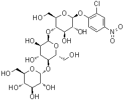 2-Chloro-4-nitrophenyl O-alpha-D-glucopyranosyl-(1→4)-O-alpha-D-glucopyranosyl-(1→4)-beta-D-glucopyranoside molecular structure (CAS 165522-16-7)