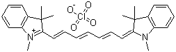 structure of CAS# 16595-48-5, 1,1',3,3,3',3'-Hexamethylindotricarbocyanine perchlorate;2-[7-(1,3-dihydro-1,3,3-trimethyl-2H-indol-2-ylidene)hepta-1,3,5-trienyl]-1,3,3-trimethyl-3H-indolium perchlorate