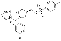 2,5-Anhydro-1,3,4-trideoxy-2-C-(2,4-difluorophenyl)-4-[[[(4-methylphenyl)sulfonyl]oxy]methyl]-1-(1H-1,2,4-triazol-1-yl)-D-erythro-pentitol molecular structure (CAS 166583-12-6)