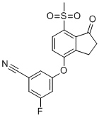 structure of CAS# 1672665-55-2, 3-Fluoro-5-((7-(methylsulfonyl)-1-oxo-2,3-dihydro-1H-inden-4-yl)oxy)benzonitrile