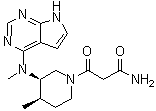 (3R,4R)-4-Methyl-3-(methyl-7H-pyrrolo[2,3-d]pyrimidin-4-ylamino)-beta-oxo-1-piperidinepropanamide molecular structure (CAS 1675248-19-7)
