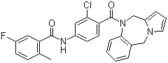 structure of CAS# 168079-32-1, Lixivaptan;VPA 985; WAY-VPA 985; N-[3-Chloro-4-(5H-pyrrolo[2,1-c][1,4]benzodiazepin-10(11H)-ylcarbonyl)phenyl]-5-fluoro-2-methylbenzamide