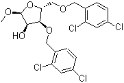 1-甲基-3,5-二-O-(2,4-二氯苄基)-alpha-D-呋喃核糖分子结构 (CAS 168427-35-8)