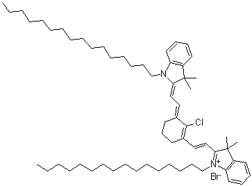 2-[2-[2-Chloro-3-[2-(1-hexadecyl-1,3-dihydro-3,3-dimethyl-2H-indol-2-ylidene)ethylidene]-1-cyclohexen-1-yl]ethenyl]-1-hexadecyl-3,3-dimethyl-3H-indolium bromide molecular structure (CAS 1684393-77-8)