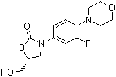 structure of CAS# 168828-82-8, (5R)-3-(3-Fluoro-4-(4-morpholinyl)phenyl)-5-hydroxymethyl-2-oxazolidione;PNU-100440