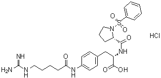 1-(Phenylsulfonyl)-L-prolyl-4-[[5-[(aminoiminomethyl)amino]-1-oxopentyl]amino]-L-phenylalanine hydrochloride (1:1) molecular structure (CAS 1689542-67-3)