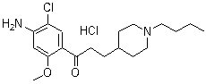结构式 CAS# 168986-60-5, RS 67333; 1-(4-氨基-5-氯-2-甲氧基苯基)-3-(1-丁基-4-哌啶基)-1-丙酮盐酸盐