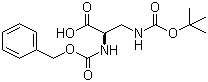 结构式 CAS# 16947-84-5, 2-(N-Cbz)-3-(N-Boc)-2,3-二氨基丙酸; (2S)-3-(叔丁氧羰基氨基)-2-(苄氧羰基氨基)丙酸