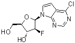 结构式 CAS# 169516-60-3, 4-氯-7-(2-脱氧-2-氟-beta-D-阿拉伯呋喃糖基)-7H-吡咯并[2,3-d]嘧啶