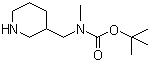 N-甲基-N-[(哌啶-3-基)甲基]氨基甲酸叔丁酯分子结构 (CAS 169750-76-9)