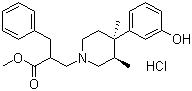 structure of CAS# 170098-28-9, (S)-2-(((3R,4R)-4-(3-Hydroxyphenyl)-3,4-dimethylpiperidin-1-yl)methyl)-3-phenylpropanoic acid methyl ester hydrochloride