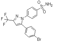 4-[5-(4-Bromophenyl)-3-(trifluoromethyl)-1H-pyrazol-1-yl]benzenesulfonamide molecular structure (CAS 170569-93-4)