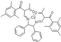 (1S,2S)-N,N'-二[3-氧代-2-(2,4,6-三甲基苯甲酰)丁亚基]-1,2-二苯基乙二氨合钴(II)分子结构 (CAS 171200-71-8)
