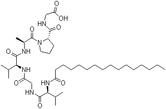 结构式 CAS# 171263-26-6, N-(1-氧代十六烷基)-L-缬氨酰甘氨酰-L-缬氨酰-L-丙氨酰-L-脯氨酰甘氨酸