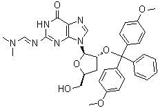 2'-O-[Bis(4-methoxyphenyl)phenylmethyl]-3'-deoxy-N-[(dimethylamino)methylene]guanosine molecular structure (CAS 172361-60-3)