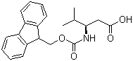 结构式 CAS# 172695-33-9, Fmoc-L-beta-高缬氨酸; Fmoc-L-beta-亮氨酸; (R)-3-(N-芴甲氧羰基氨基)-4-甲基戊酸