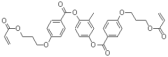 structure of CAS# 174063-87-7, RM 257;4-(3-Acryloyloxypropyloxy)benzoic acid 2-methyl-1,4-phenylene ester; 2-Methyl-1,4-phenylene-bis[4[3(acryloyloxy)propyloxy]benzoate]