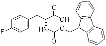 structure of CAS# 177966-64-2, Fmoc-4-fluoro-D-phenylalanine;(R)-N-Fmoc-4-Fluorophenylalanine; Fmoc-D-4-Fluorophe; Fmoc-p-fluoro-D-Phe-OH; Fmoc-D-Phe(4-F)-OH; Fluorenylmethoxycarbonyl-D-4-fluorophenylalanine