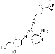 结构式 CAS# 178420-75-2, N-[3-[4-氨基-7-(2-脱氧-beta-D-赤式-呋喃戊糖基)-7H-吡咯并[2,3-d]嘧啶-5-基]-2-丙炔-1-基]-2,2,2-三氟乙酰胺