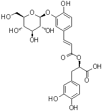 structure of CAS# 178895-25-5, Rosmarinic acid-3-O-glucoside;(alphaR)-alpha-[[(2E)-3-[3-(beta-D-Glucopyranosyloxy)-4-hydroxyphenyl]-1-oxo-2-propen-1-yl]oxy]-3,4-dihydroxybenzenepropanoic acid; Salviaflaside