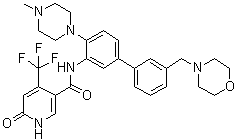 1,6-Dihydro-N-[4-(4-methyl-1-piperazinyl)-3'-(4-morpholinylmethyl)[1,1'-biphenyl]-3-yl]-6-oxo-4-(trifluoromethyl)-3-pyridinecarboxamide molecular structure (CAS 1801787-56-3)