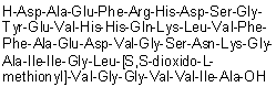 L-alpha-Aspartyl-L-alanyl-L-alpha-glutamyl-L-phenylalanyl-L-arginyl-L-histidyl-L-alpha-aspartyl-L-serylglycyl-L-tyrosyl-L-alpha-glutamyl-L-valyl-L-histidyl-L-histidyl-L-glutaminyl-L-lysyl-L-leucyl-L-valyl-L-phenylalanyl-L-phenylalanyl-L-alanyl-L-alpha-glutamyl-L-alpha-aspartyl-L-valylglycyl-L-seryl-L-asparaginyl-L-lysylglycyl-L-alanyl-L-isoleucyl-L-isoleucylglycyl-L-leucyl-S,S-dioxido-L-methionyl-L-valylglycylglycyl-L-valyl-L-valyl-L-isoleucyl-L-alanine molecular structure (CAS 1802086-69-6)