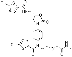 结构式 CAS# 1807455-76-0, 5-氯-N-[4-[(5S)-5-[[[(5-氯-2-噻吩基)羰基]氨基]甲基]-2-氧代-3-恶唑烷基]苯基]-N-[2-[2-(甲基氨基)-2-氧代乙氧基]乙基]-2-噻吩甲酰胺