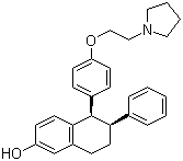 结构式 CAS# 180916-16-9, 拉索昔芬; (5R,6S)-5,6,7,8-四氢-6-苯基-5-(4-(2-(1-吡咯烷基)乙氧基)苯基)-2-萘酚