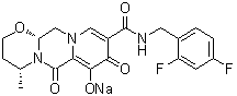 (4R,12aR)-N-[(2,4-Difluorophenyl)methyl]-3,4,6,8,12,12a-hexahydro-7-hydroxy-4-methyl-6,8-dioxo-2H-pyrido[1',2':4,5]pyrazino[2,1-b][1,3]oxazine-9-carboxamide sodium salt (1:1) molecular structure (CAS 1809261-48-0)