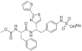 N-[4-[(2S)-2-[[(2S)-2-[(Methoxycarbonyl)amino]-1-oxo-3-phenylpropyl]amino]-2-[2-(2-thienyl)-4-thiazolyl]ethyl]phenyl]-sulfamic acid sodium salt (1:1) molecular structure (CAS 1809275-69-1)