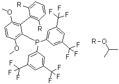 Bis[3,5-bis(trifluoromethyl)phenyl][3,6-dimethoxy-2',6'-bis(1-methylethoxy)[1,1'-biphenyl]-2-yl]phosphine molecular structure (CAS 1810068-31-5)