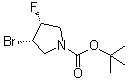 structure of CAS# 1818847-23-2, (3R,4S)-rel-3-Bromo-4-fluoro-1-pyrrolidinecarboxylic acid 1,1-dimethylethyl ester
