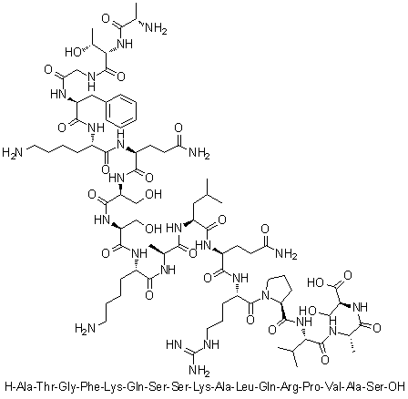 L-Alanyl-L-threonylglycyl-L-phenylalanyl-L-lysyl-L-glutaminyl-L-seryl-L-seryl-L-lysyl-L-alanyl-L-leucyl-L-glutaminyl-L-arginyl-L-prolyl-L-valyl-L-alanyl-L-serine molecular structure (CAS 183004-28-6)
